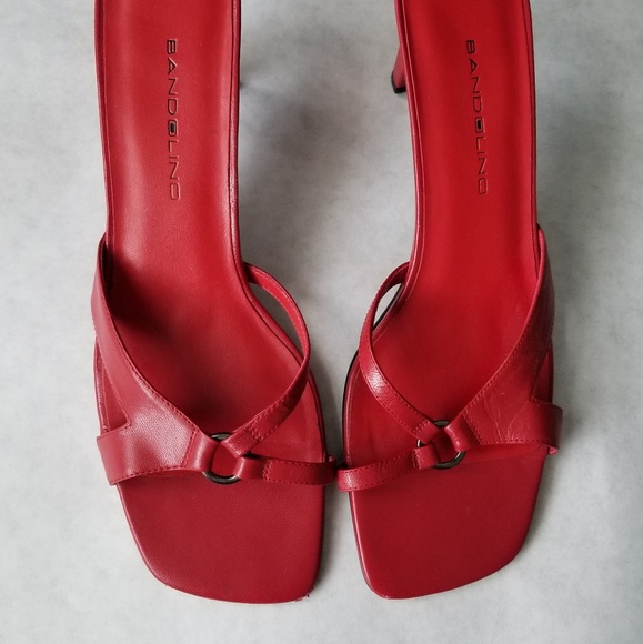 Bandolino Shoes - Bandolino red slip on heel sandals square toe 8M